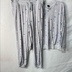Disney Light Gray Mouse-Print Pajama Set with Blue and Pink Accents